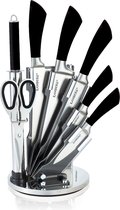 Luxe Messenset 8 delig Inclusief standaard - Keukenmessen - Zilver / RVS - Incl. Messenslijper