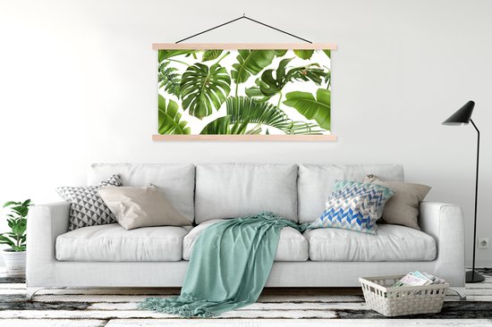 Porte-affiche avec affiche - Affiche scolaire - Feuilles - Wit - Motif - Filles - Enfants - Garçons - Kids - 150x75 cm - lattes vierges