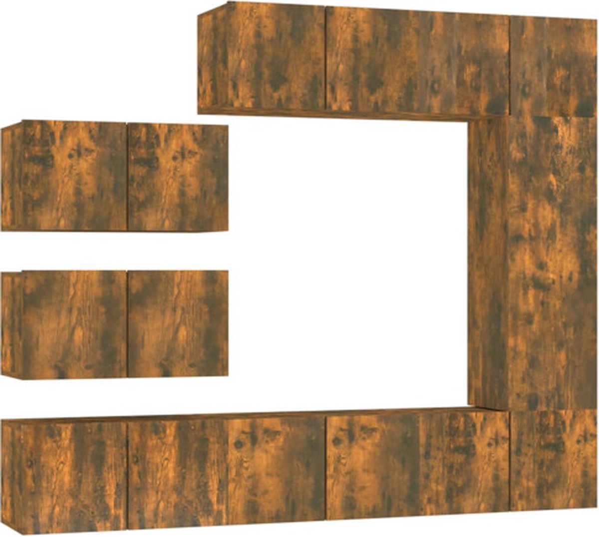vidaXL - 8-delige - Tv-meubelset - bewerkt - hout - gerookt - eikenkleurig