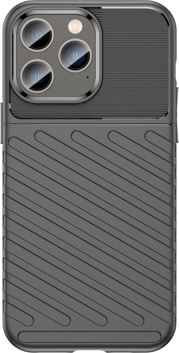 Just in Case hoesje geschikt voor iPhone 14 Pro Max - Siliconen Hoesje met Grip - Zwart
