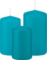 Trend Candles - Stompkaarsen set 6x stuks turquoise blauw 8-10-12 cm