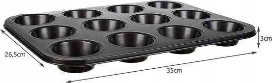 Bakplaat & Muffinvormen - Teflon Plaat - 12 Siliconen Cupcake Vormen - Herbruikbaar - Anti Aanbak laag - Rheme