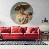 Wanddecoratie / Schilderij / Poster / Doek / Schilderstuk / Muurdecoratie / Fotokunst / Tafereel Meisje met een brede hoed - Caesar Boëtius van Everdingen (rond) gedrukt op Geborsteld aluminium
