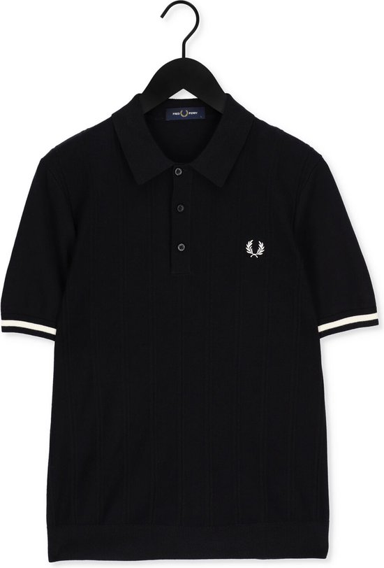 Fred Perry Tipping Texture Knitted Shirt Polo's & T-shirts Heren - Polo shirt - Zwart - Maat S