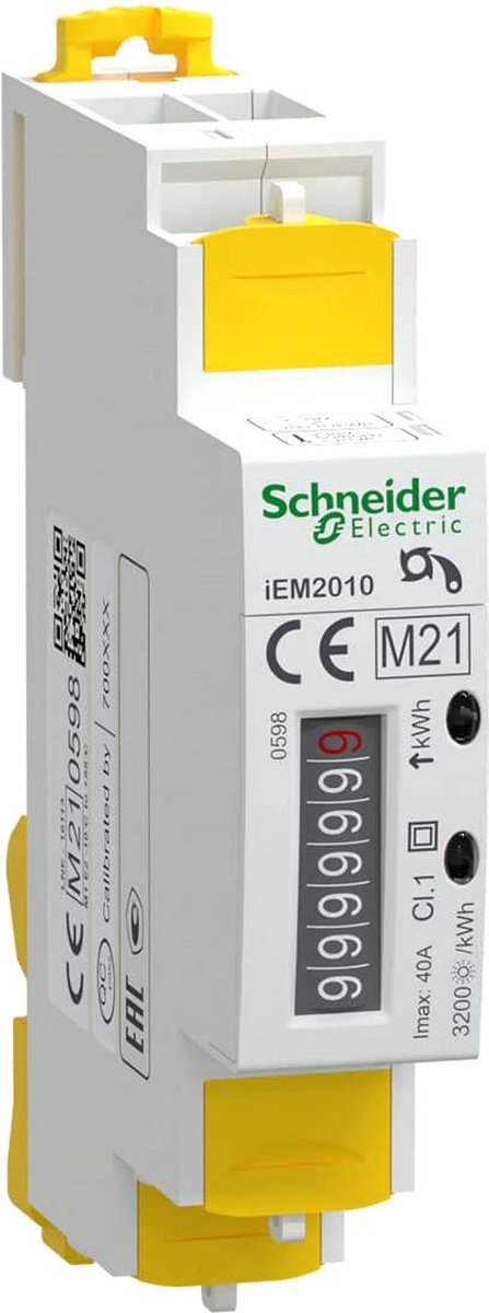 kWh-meter - Pulsuitgang - 1P+N - In=40A - MID - iEM2000 Energiemeter - Acti9 - Schneider Electric - A9MEM2010