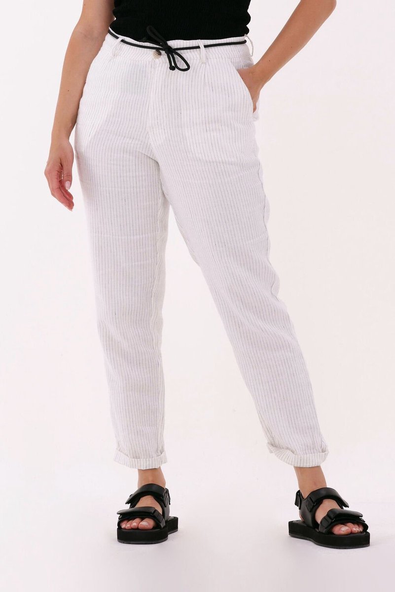 10DAYS Striped Pants Broeken Dames - Creme - Maat XS