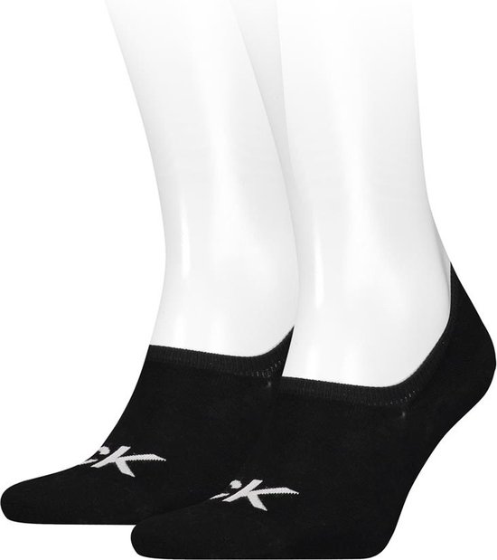 Calvin Klein Footie High Cut Logo (2-pack) - heren onzichtbare sokken - zwart dessin - Maat: 39-42