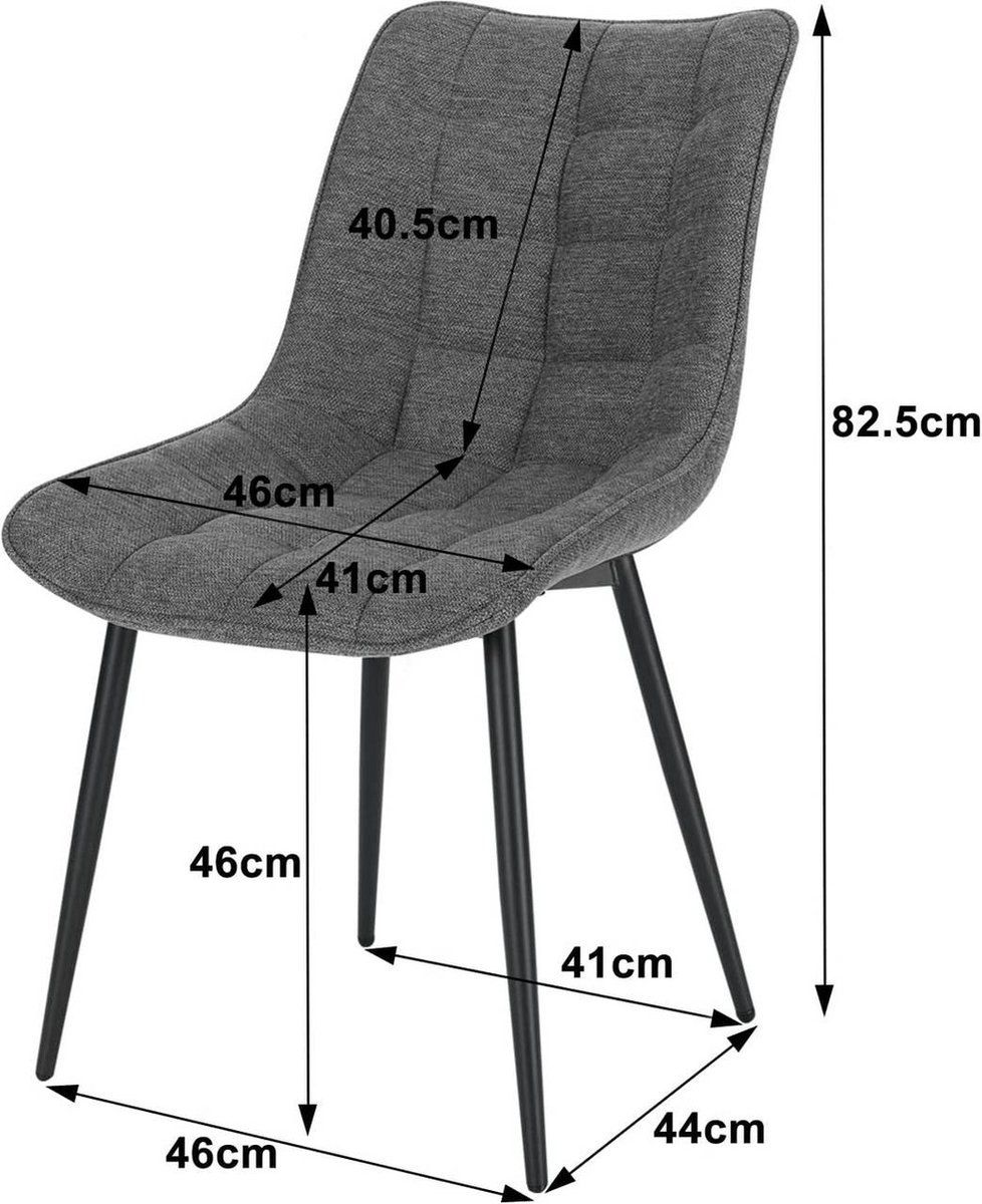 WOLTU 2 X Eetkamerstoelen Keukenstoel in Linnen en massief hout,Eetstoel Veelkleurig BH29mf-2