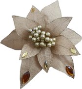 House of Seasons 4 STUKS Decoratieve clip bloem bruin D35cm