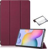 Hoes Geschikt voor Samsung Galaxy Tab S8 hoes – Hoes Geschikt voor Samsung Galaxy Tab S7 hoes - Book Case - Smart Cover – trifold case – 11 inch – Wine Rood