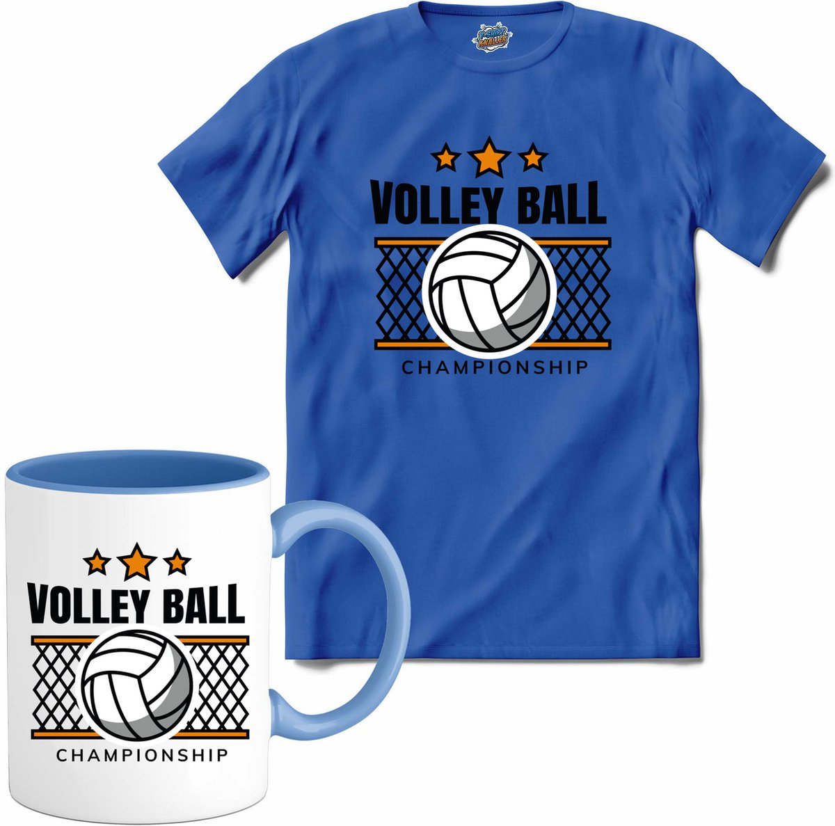 Volleybal net sport - T-Shirt met mok - Heren - Royal Blue - Maat XL