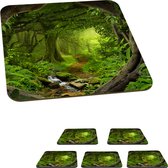 Onderzetters voor glazen - Jungle - Groen - Natuur - Tropisch - Planten - 10x10 cm - Glasonderzetters - 6 stuks