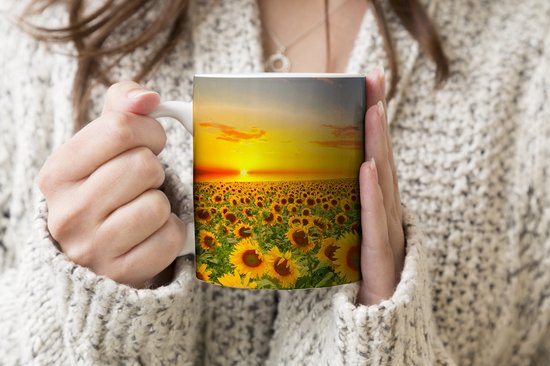 Mug - Tasse à café - Fleurs - Tournesol - Coucher de soleil - Nuit - Oranje  - Mugs 