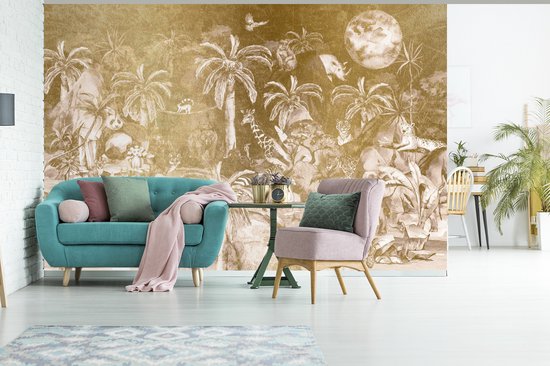 Papier peint - Papier peint photo peint Jungle - Or - Enfants - Largeur 360 cm x hauteur 240 cm