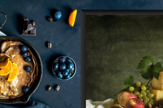 KitchenYeah® Inductie beschermer 75x52 cm - Rustiek - Kaas - Theekan - Fruit - Stilleven - Kookplaataccessoires - Afdekplaat voor kookplaat - Inductiebeschermer - Inductiemat - Inductieplaat mat