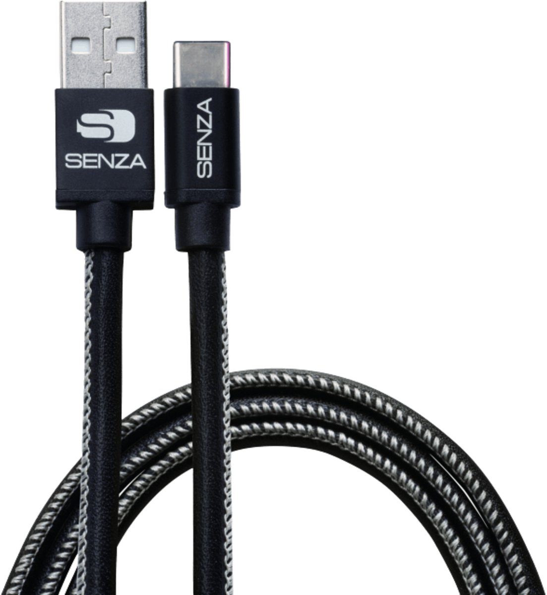 Senza Premium Leren USB-C Kabel 1.5 Meter Zwart