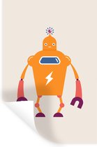 Muursticker kind - Decoratie kinderkamers - Robot - Antenne - Oranje - Bliksemschicht - Jongen - Kids - 80x120 cm - Muursticker kinderkamer - Zelfklevend behangpapier - Stickerfolie