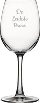 Gegraveerde witte wijnglas 36cl De Leukste Broer