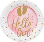 Boland - 10 Papieren bordjes 'Hello Girl!' - Geen thema - Babyshower