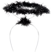 Bandeau anges noir avec halo de plumes - Bandeau / diadème d'habillage d'ange - Accessoire sur le thème Halloween / horreur