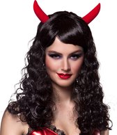 Boland - Pruik Black anger Zwart - Krullen - Lang - Vrouwen - Duivel - Halloween en Horror