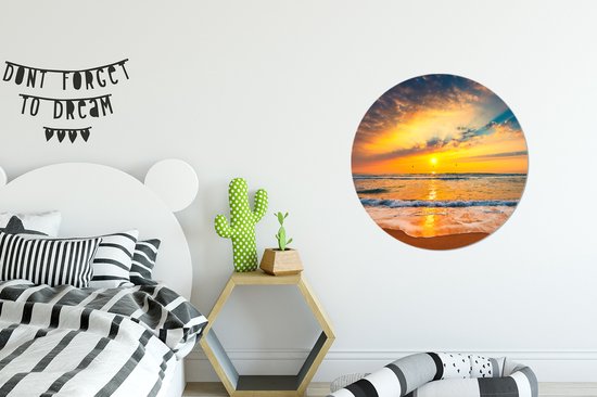 Cercle mural - Cercle mural - Plage - Water - Lumière du soleil - Tableau rond - Cercle Décoration murale - Décoration chambre - Plastique - 60x60 cm - Tableau rond - Décoration murale ronde