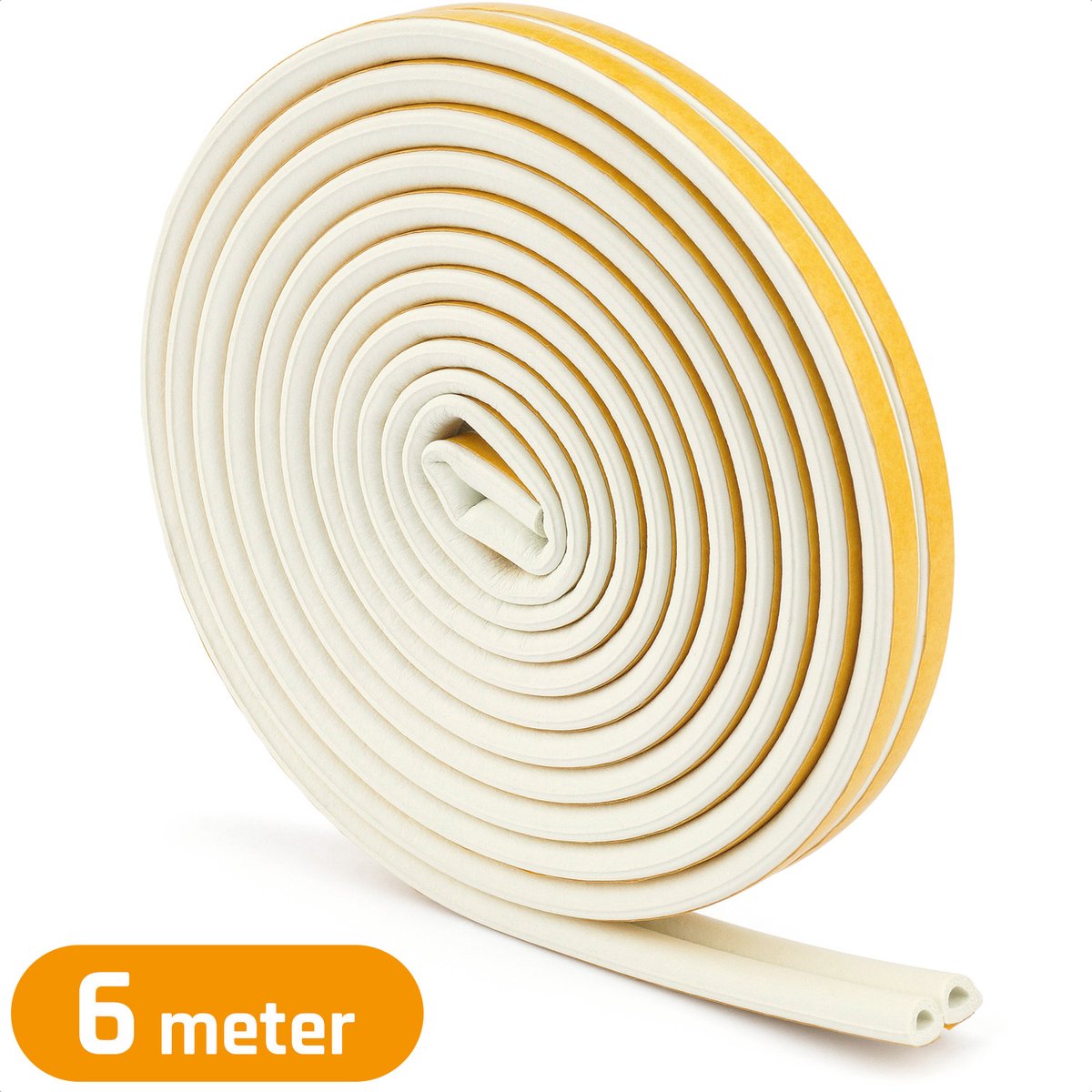 Tochtband zelfklevend – D-profiel tochtstopper - 18 x 6,5 mm – 6 meter – wit
