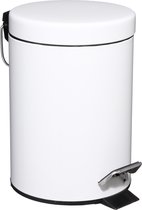 5Five Pedaalemmer - wit - metaal 3 liter 25 cm - voor badkamer en toilet - prullenbak