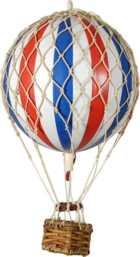 Authentic Models - Luchtballon Floating The Skies - Luchtballon decoratie - Kinderkamer decoratie - Rood Wit Blauw - Ø 8,5cm