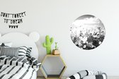 WallCircle - Cercle Mural - Cercle Mural - Fleurs - Prairie - Violet - Herbe - Wit - Nuages - Blauw - Aluminium - Dibond - 60x60 cm - Intérieur et Extérieur