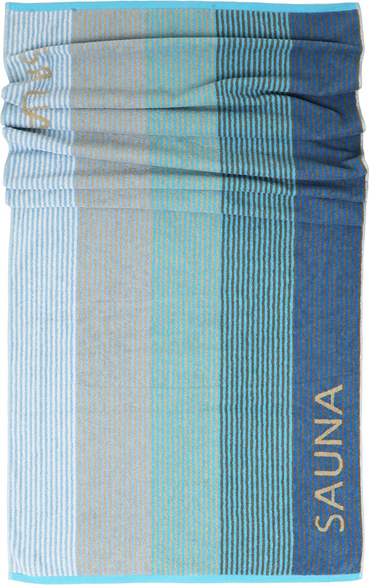 Lashuma saunadoeken, blokstrepen Helsinki, ligdoek 85 x 200 cm, XXL handdoek, badhanddoek, 100% katoen