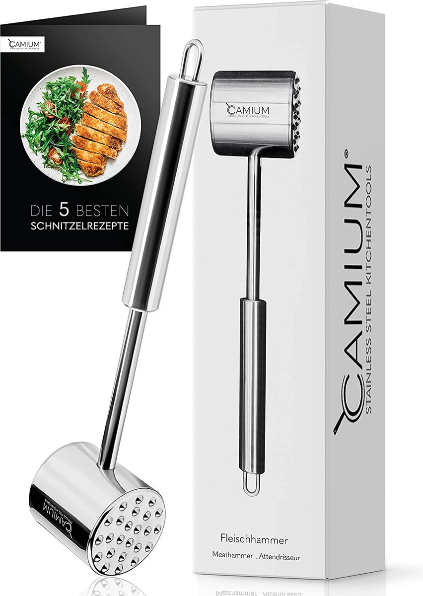 Attendrisseur à Viande En Acier Inox 304 - Double Face Marteau Et Plat - Lavable Au Lave-Vaisselle