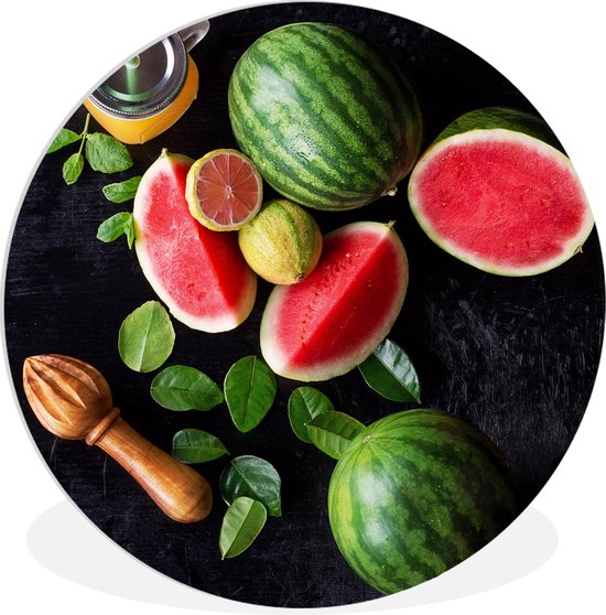 WallCircle - Cercle mural - Cercle mural d'intérieur - Pastèque - Smoothie - Fruit - Presse-citron - 120x120 cm - Décoration murale - Peintures ronds XXL