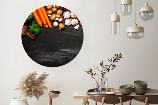 WallCircle - Cercle mural ⌀ 120 - Carotte - Légume - Herbes - Épices - Rustique - Tableaux ronds salon - Plaque murale ronde - Cercle de Décoration murale - Décoration de chambre à l'intérieur - Cercle Décoration murale - Accessoires de maison XXL