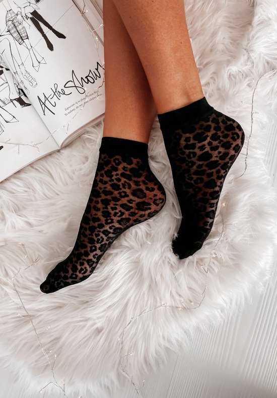 Lot de 2 collants Gabriella motif léopard Caty, 20 deniers, noir