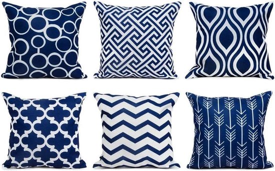 Topfinel Set van 4 Chenille Kussenslopen 45 x 45 cm, Decoratieve Kussenhoezen, Moderne Bankkussensoop, Kussens, Sierkussen, Woonkamer, Slaapkamer, Blauw Serie