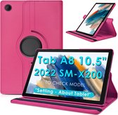 Draaibaar Hoesje 360 Rotating Multi stand Case - Geschikt voor: Samsung Galaxy Tab A8 (2022 & 2021) - SM-X200 / X205 / X207 - 10.5 inch - Donker roze