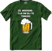 Zo weekend, bijtanken! - Bier kleding cadeau - bierpakket kado idee - grappige bierglazen drank feest teksten en zinnen - T-Shirt - Heren - Bottle Groen - Maat XL