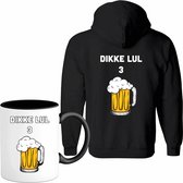 Dikke lul 3 bier - Bier kleding cadeau - bierpakket kado idee - grappige bierglazen drank feest teksten en zinnen - Vest met mok - Dames - Zwart - Maat S