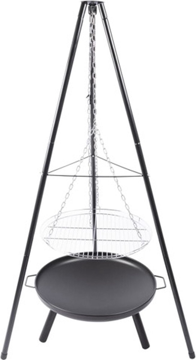 RedFire - BBQ Tripod - Zwart - Staal - Vuurschaal - Fire Pit - Stevig staal - Industrieel - Terrasverwarming - Sfeerhaard - BBQ
