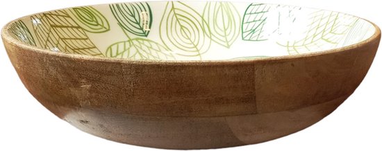 Bol en bois Floz Design - peint à la main - bois et céramique - aspect feuille de bol - 30 cm