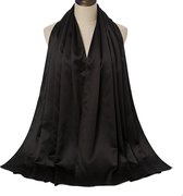 Satijnen Sjaal Dames - Zwart - Zachte Omslagdoek - 180*70 cm
