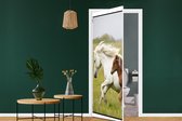 Deursticker Paarden - Dieren - Gras - 80x205 cm - Deurposter