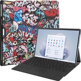 Case2go - Hoes geschikt voor Microsoft Surface Pro 9 - 13 inch Cover - Book Case met Stand Functie - Grafitti