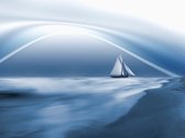 Fotobehang - Lonely sail drifting.