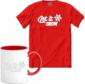 Let is snow - T-Shirt met mok - Meisjes - Rood - Maat 12 jaar