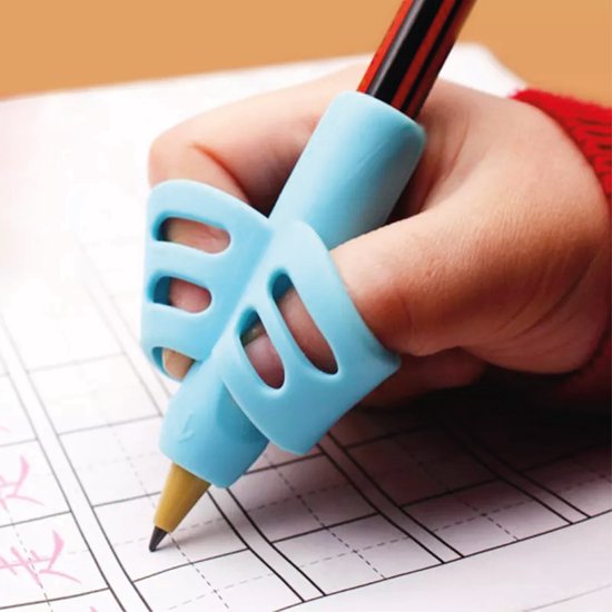 Foto: Premium vingergrip schrijfhulp licht blauw geschikt voor potlood en pen voor kinderen schrijfhulpje pencil grip schrijfhulpmiddelen verdikker pengrip pengreep penverdikker basisschool kleuterschool