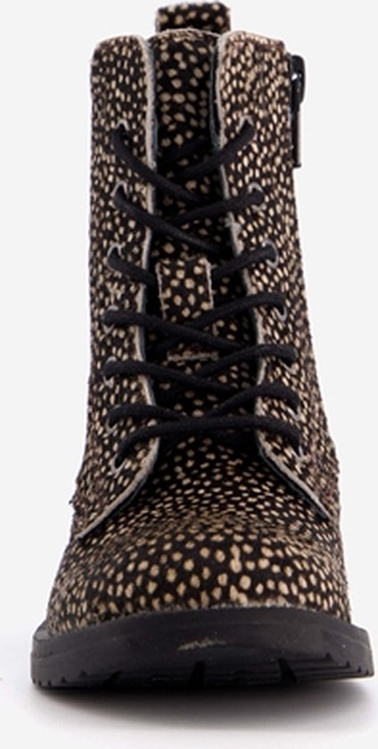 Groot leren meisjes veterboots met stippenprint - Zwart - Maat 22 - Echt  leer | bol.com