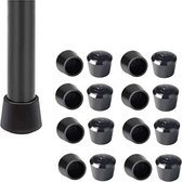 WiseGoods Luxe Set Cache-jambes pour chaises 30mm - Protège-Pieds de Chaise en Caoutchouc - Capuchons de Chaise de Meuble - Jeu de douilles Pieds de Meuble Zwart 16pcs