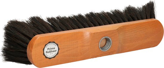 Bruin gelakte zachte binnen bezemkop met zwart paardenhaar 32 cm - kamerbezems/binnen bezems van Weco — afbeelding 2